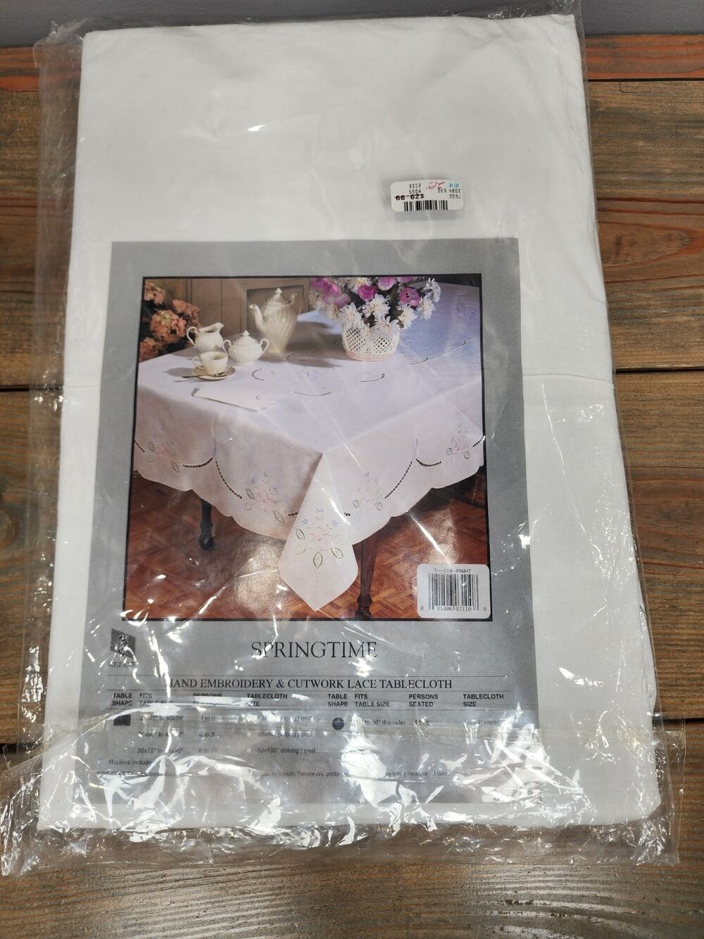 Keeco Springtime Hand Embroidery Cutwork Lace Tablecloth 46" x 56"